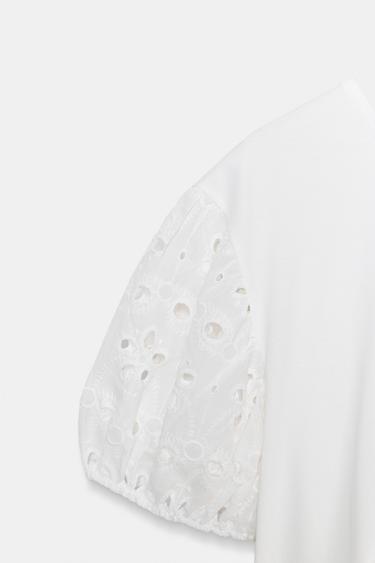 EMBROIDERED SHORT SLEEVE T-SHIRT - White by Zara - Image 6