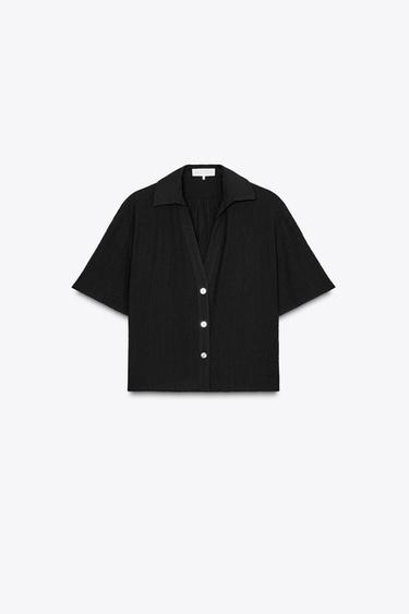 Zara 凸飾效果襯衫 - 黑色
