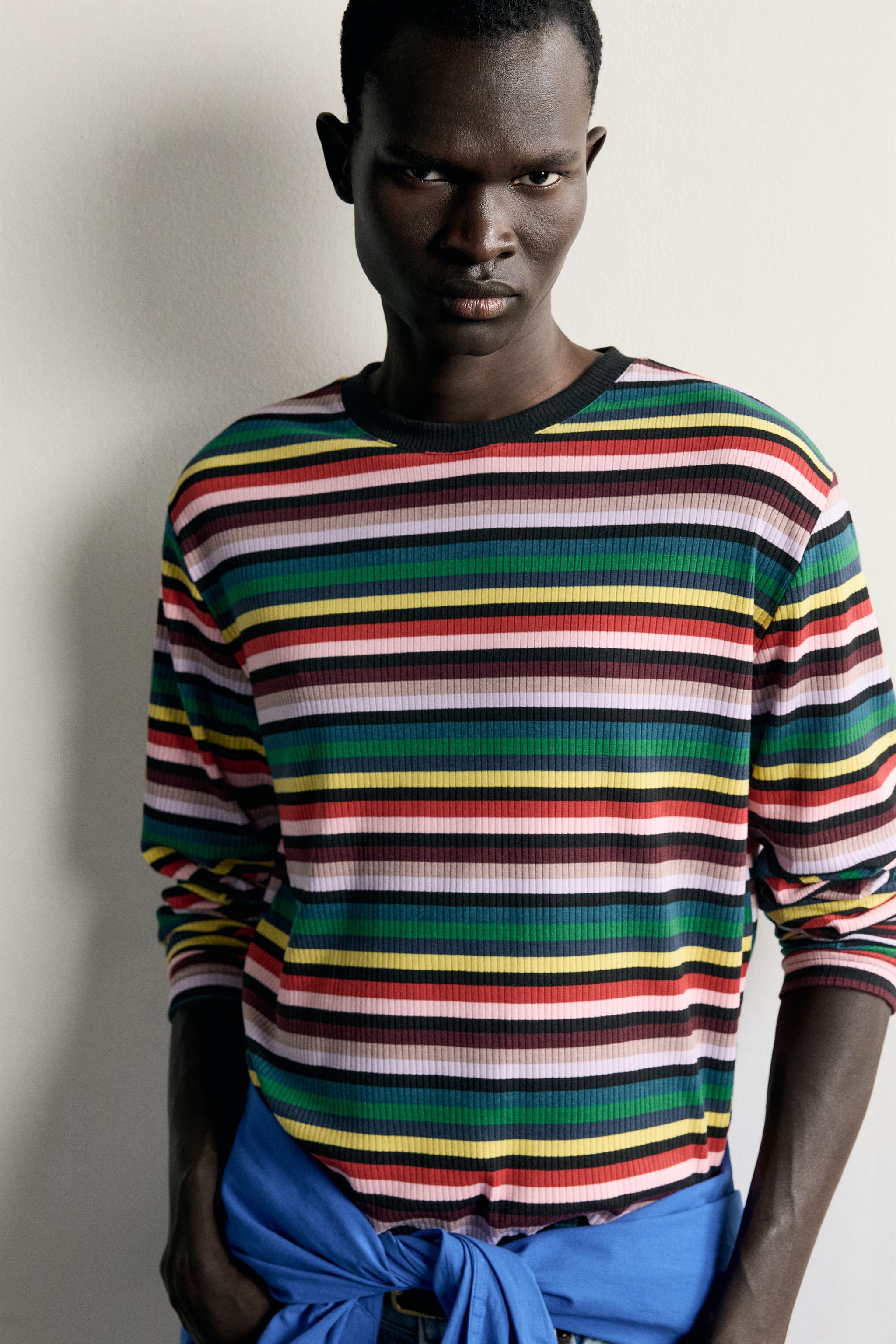 Zara RELAXED FIT ÇİZGİLİ T-SHIRT görsel 5