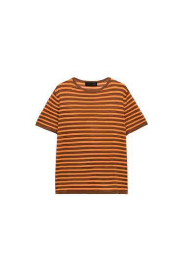 توب محاك مخطط - البرتقالي الخاص بـ Zara