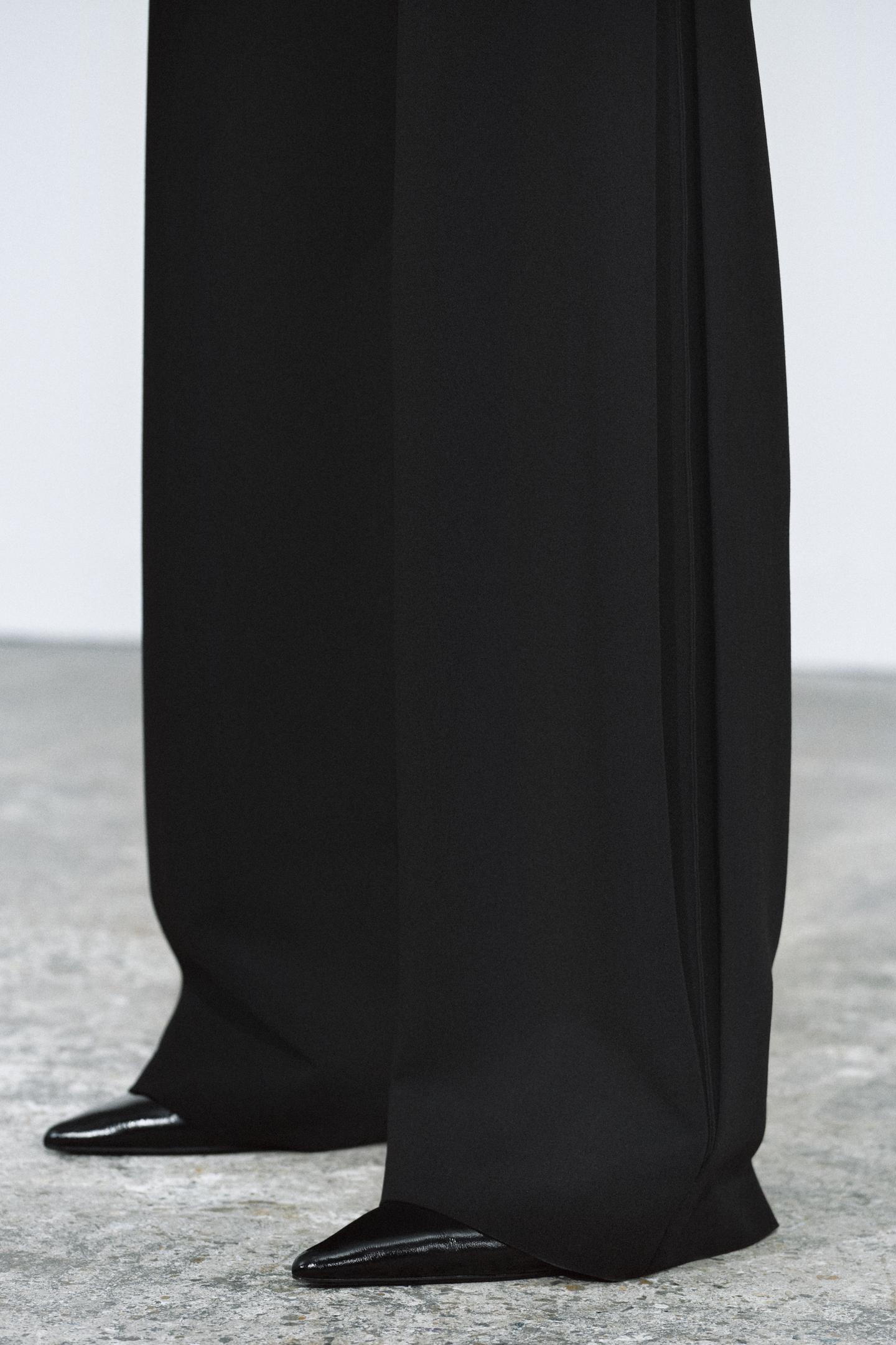 Женские брюки Zara Side Pleated ZW Collection, цвет: Чёрный — фото 3