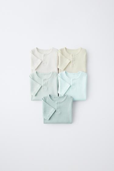 Zara PAKOVANJE OD PET BODIJA SA KRATKIM RUKAVIMA I KRAGNOM – raznobojno