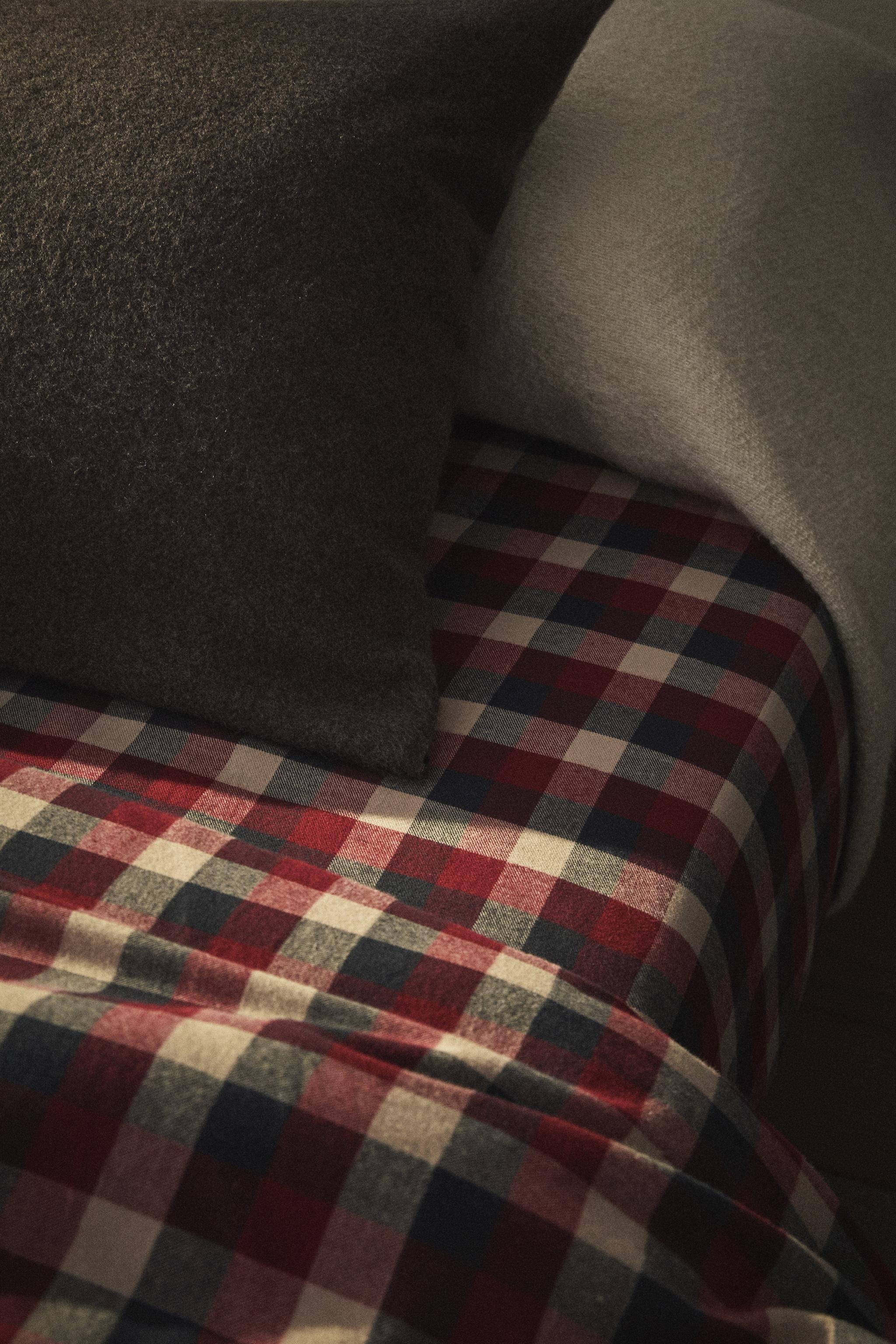 CHRISTMAS TARTAN CHECK COTTON FLANNEL FITTED SHEET