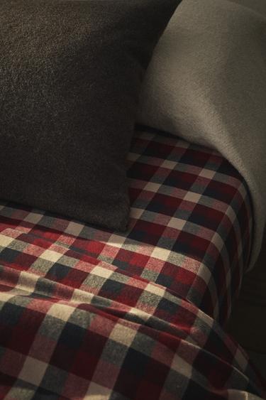 DRAP-HOUSSE FLANELLE COTON CARREAUX TARTAN NOËL - Écru de Zara - Image 4
