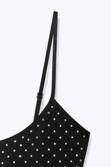 POLYAMIDE BODYSUIT WITH RHINESTONES - Black by Zara - Image 8