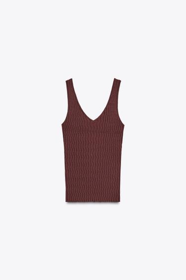 STRICKTOP MIT STRUKTURMUSTER - Burgundrot von Zara