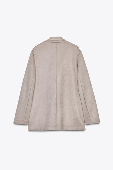 FAUX SUEDE BLAZER - Brown / Taupe by Zara - Image 7