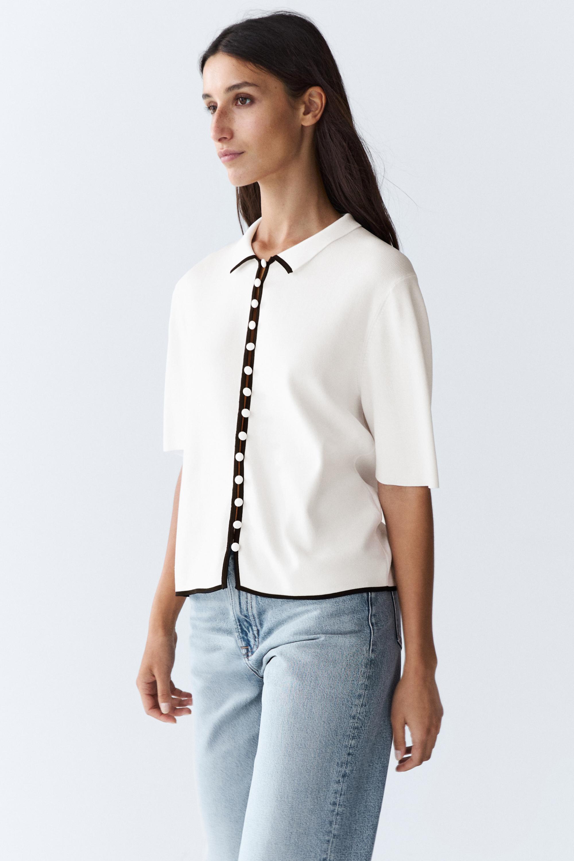 Cardigan en maille à manches courtes avec détails contrastants