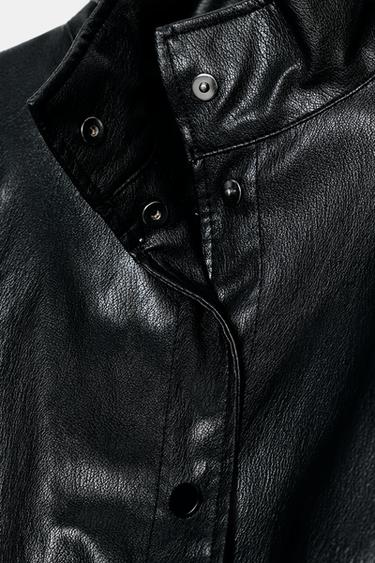 QUILTED LEATHER EFFECT BOMBER JACKET - Black by Zara