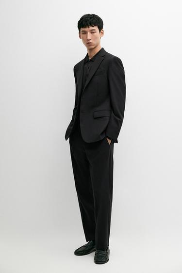 Zara 100% cool wool suit blazer - Black - Image 0