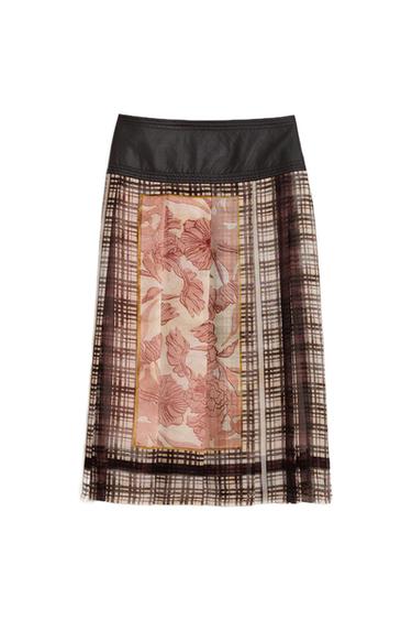 LIMITED EDITION SCARF PLEATED SKIRT - Printed by Zara