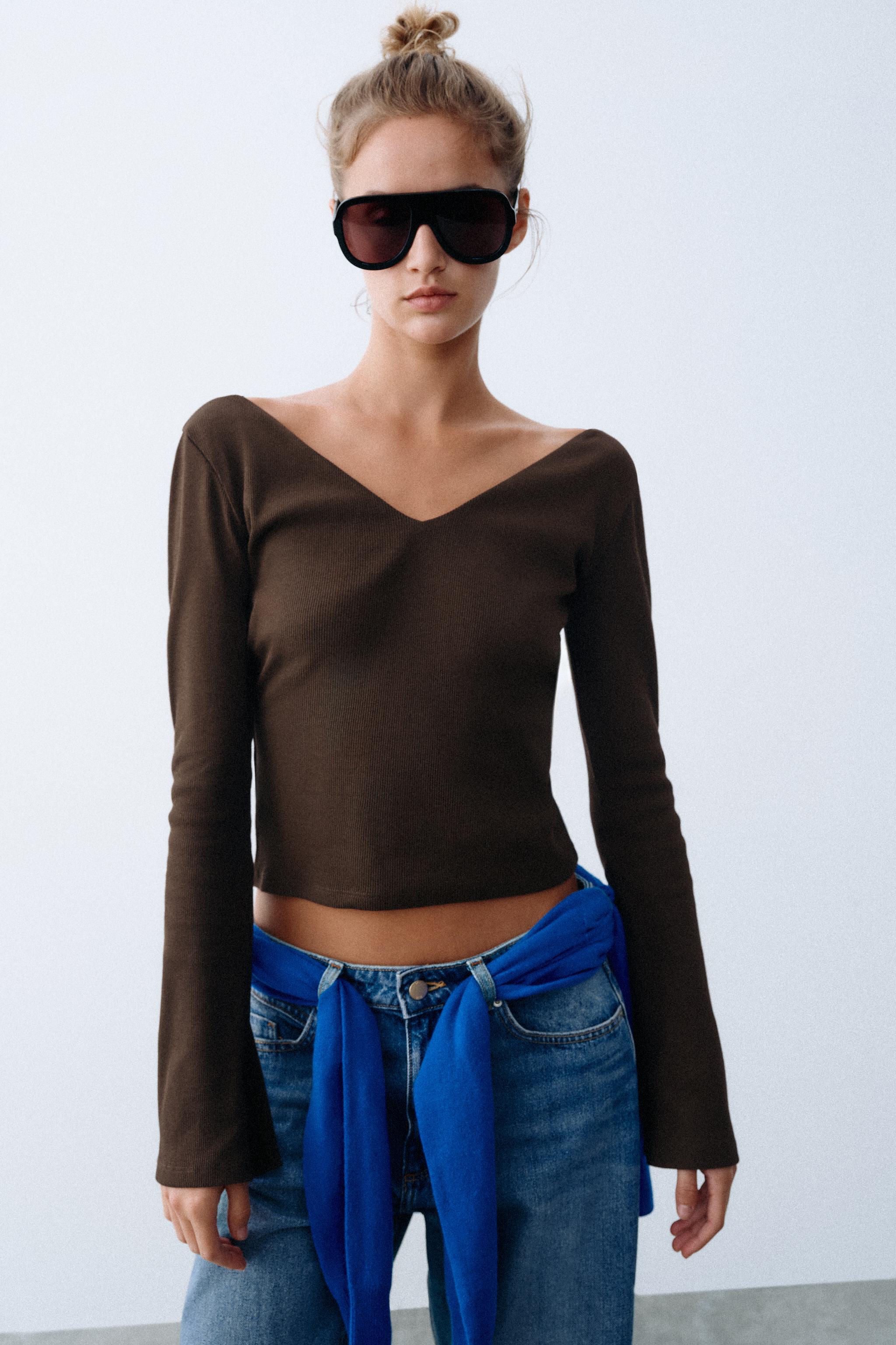Zara V Yaka Fitilli Top görsel 4