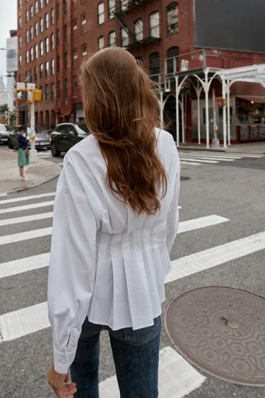 CHEMISE EN POPELINE À PLIS - Blanc de Zara - Image 2
