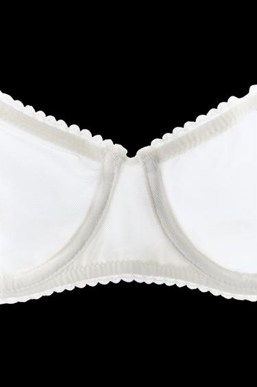 LACE MESH BRA - Oyster-white by Zara