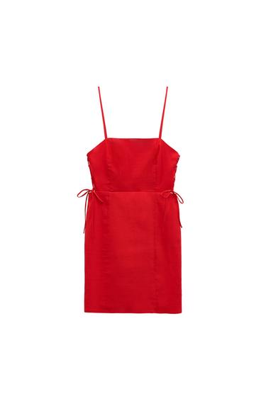 LINEN BLEND DRESS WITH TIES
