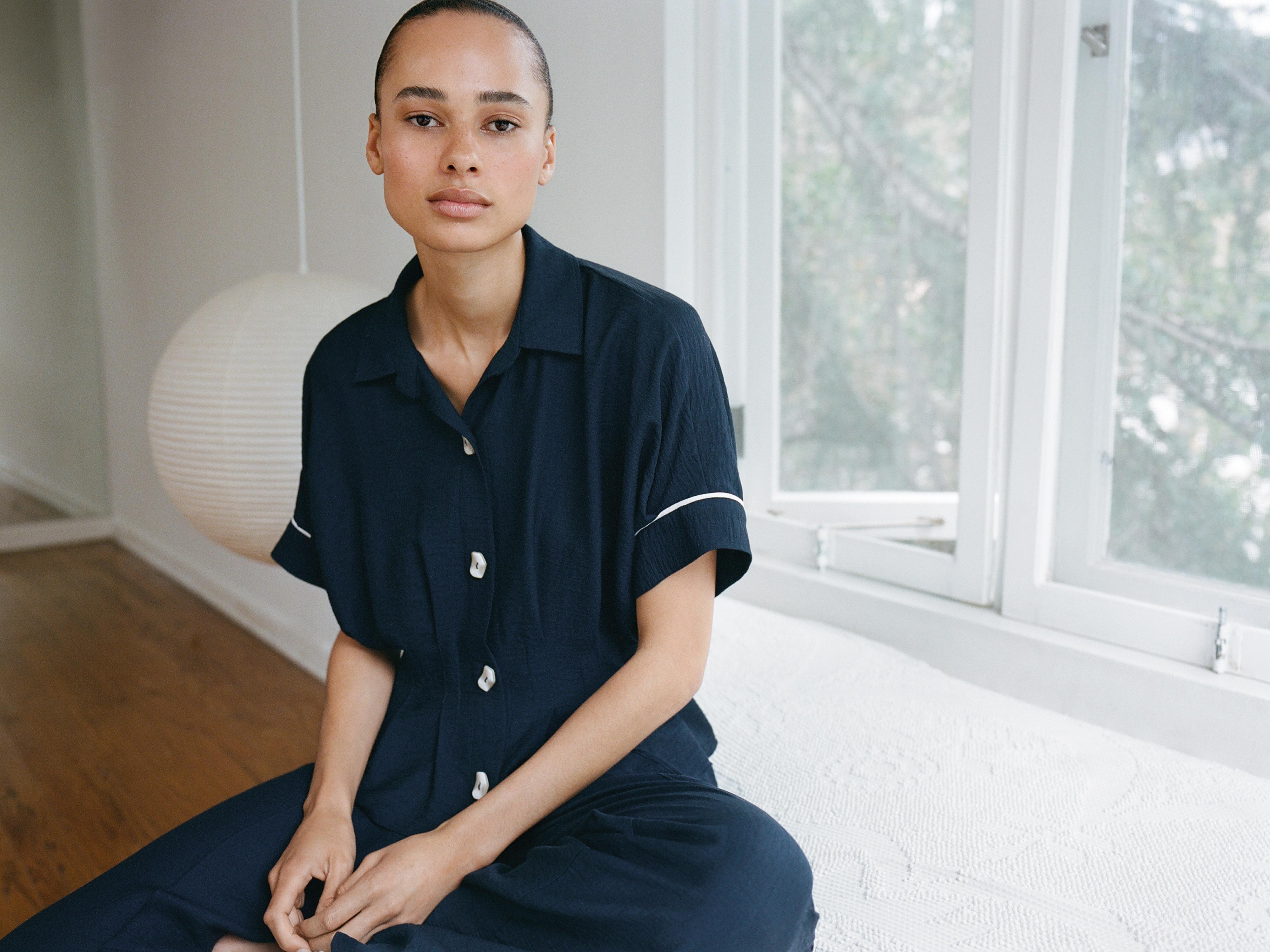 Contrast Trim Pleated Shirt by Zara