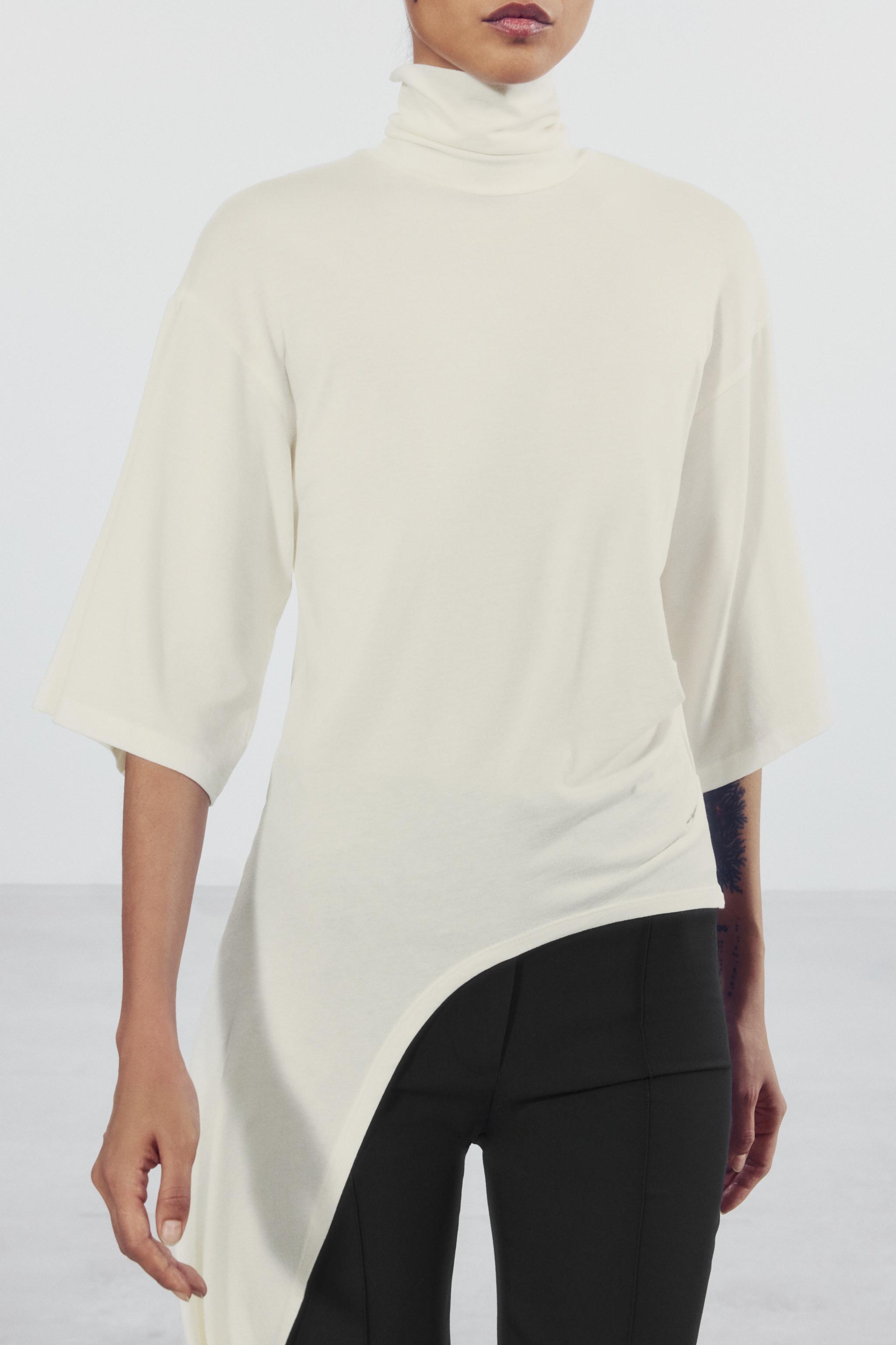 ASYMMETRIC GATHERED T-SHIRT