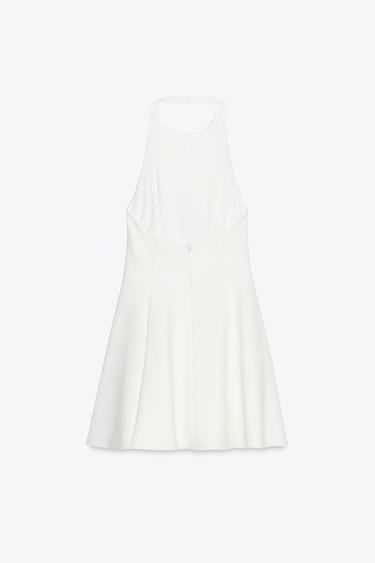 SHORT HALTER GODET DRESS - White by Zara - Image 7
