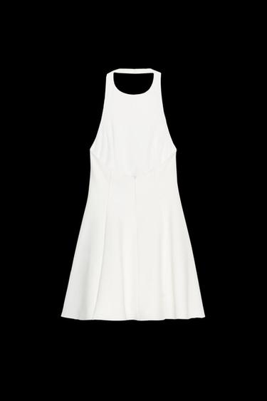 VESTIDO CORTO HALTER GODETS - Blanco de Zara