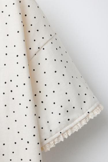 POLKA DOT T-SHIRT WITH LACE TRIM - Ecru by Zara - Image 3