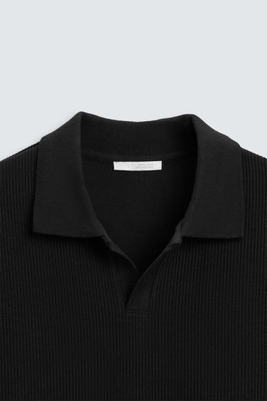 VERTICAL TEXTURED POLO SHIRT - Black by Zara - Image 7