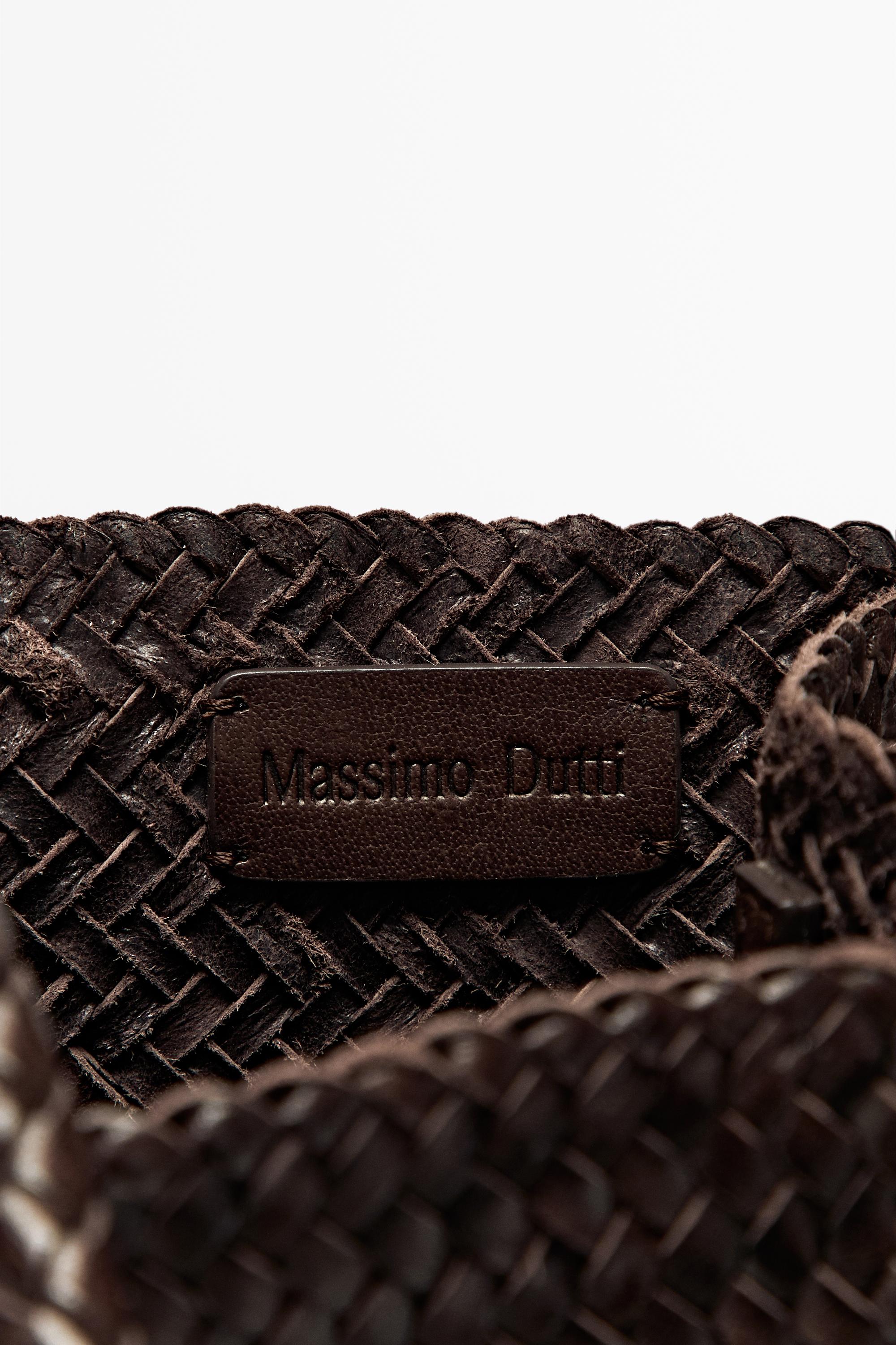 Nappa leather woven bucket bag