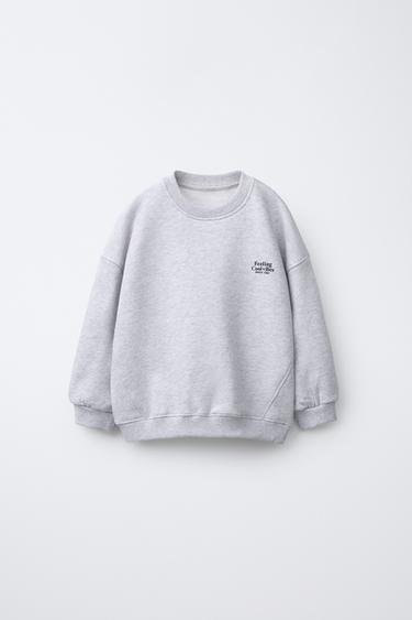 Zara BASIC TEXT SWEATSHIRT - Gray marl