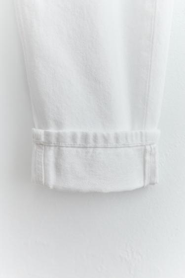 JEANS BARREL COM BAINHA DOBRADA - Branco da Zara