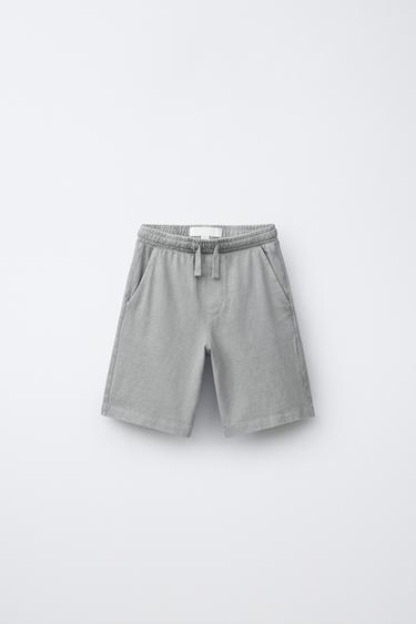 ENSEMBLE CHEMISE ET BERMUDA UNI TEINT EN PIÈCE - Gris clair de Zara - Image 3