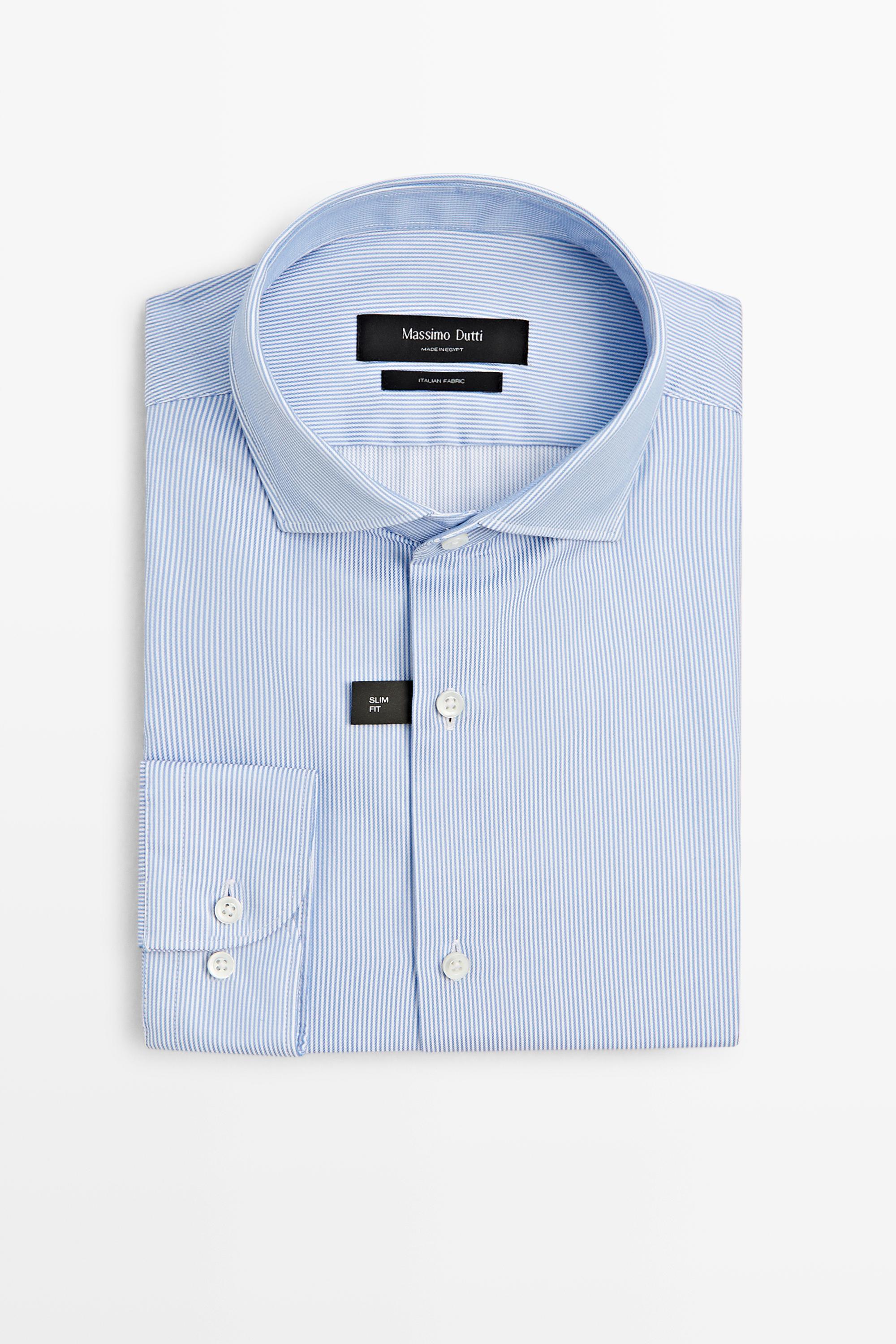 Chemise slim fit à rayures 100 % coton
