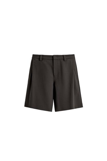 Zara RELAXED FIT SIDE PLEAT SHORTS - Chocolate
