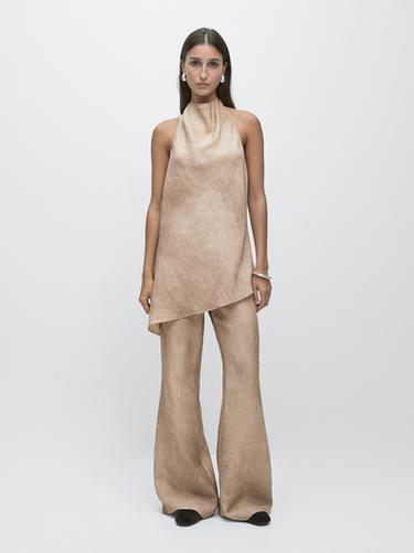 Zara Worn effect halter top - Stone