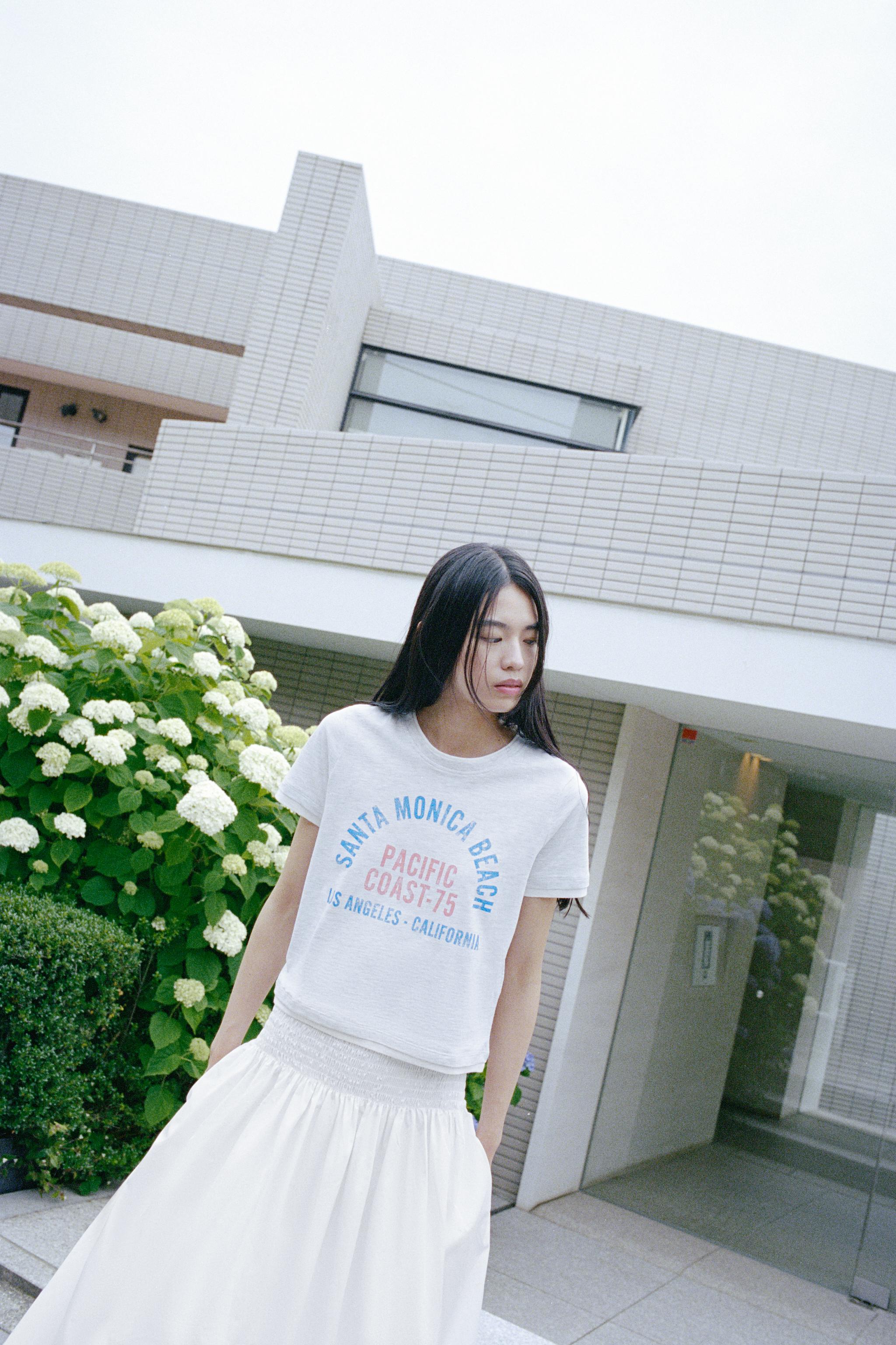 ZARA  かわいい おしゃれ ダブルエフェクトテキストＴシャツ ZARA かわいい おしゃれ ダブルエフェクトテキストTシャツ