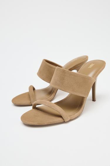 SANDALES À TALONS ET BRIDES EN DAIM - Beige clair de Zara - Image 3