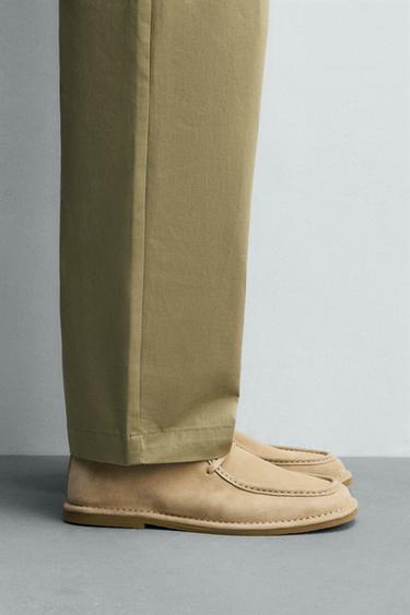 CHAUSSURES EN CUIR AVEC BORD LARGE - Beige de Zara - Image 1