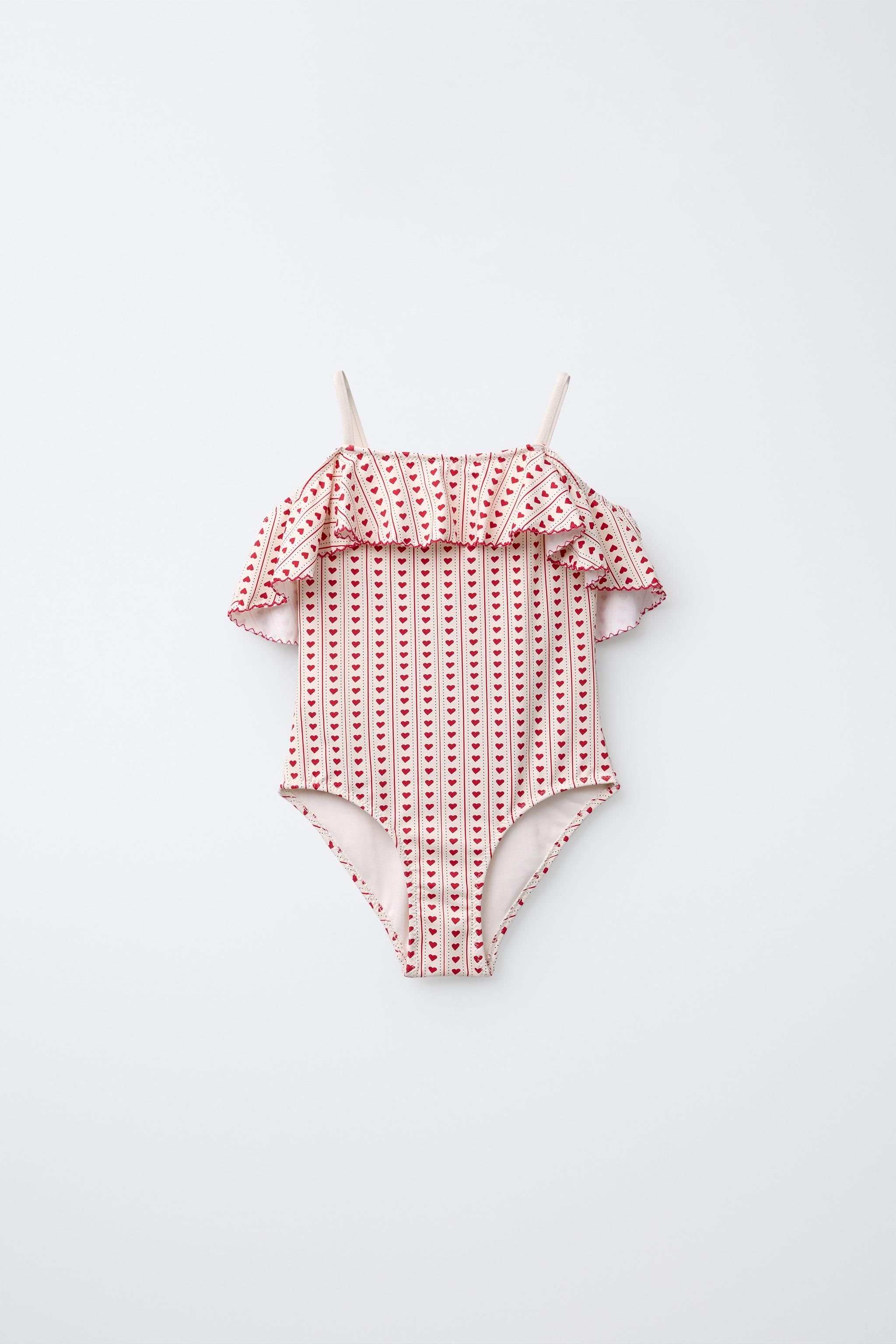 AGES 6-14 / HEART RUFFLE SWIMSUIT