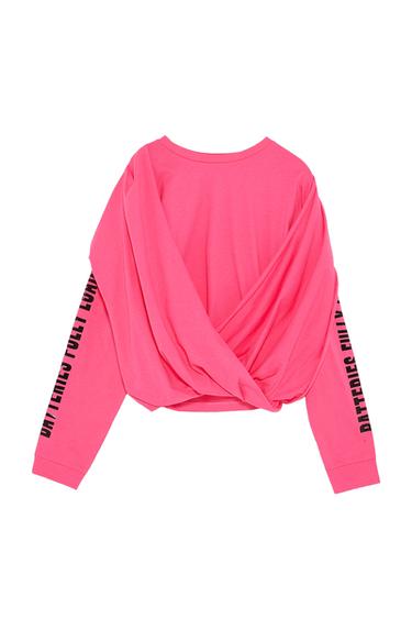 DRAPED CROSS-FRONT T-SHIRT
