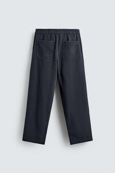 PANTALON COUPE DÉCONTRACTÉE EN COTON - Gris / Bleu de Zara - Image 7