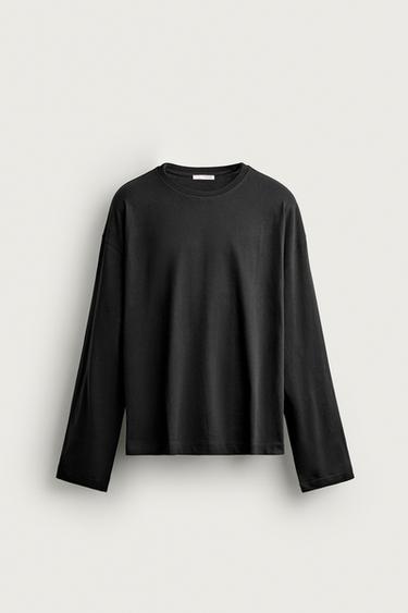 Zara 休閒版 T 恤 - 黑色