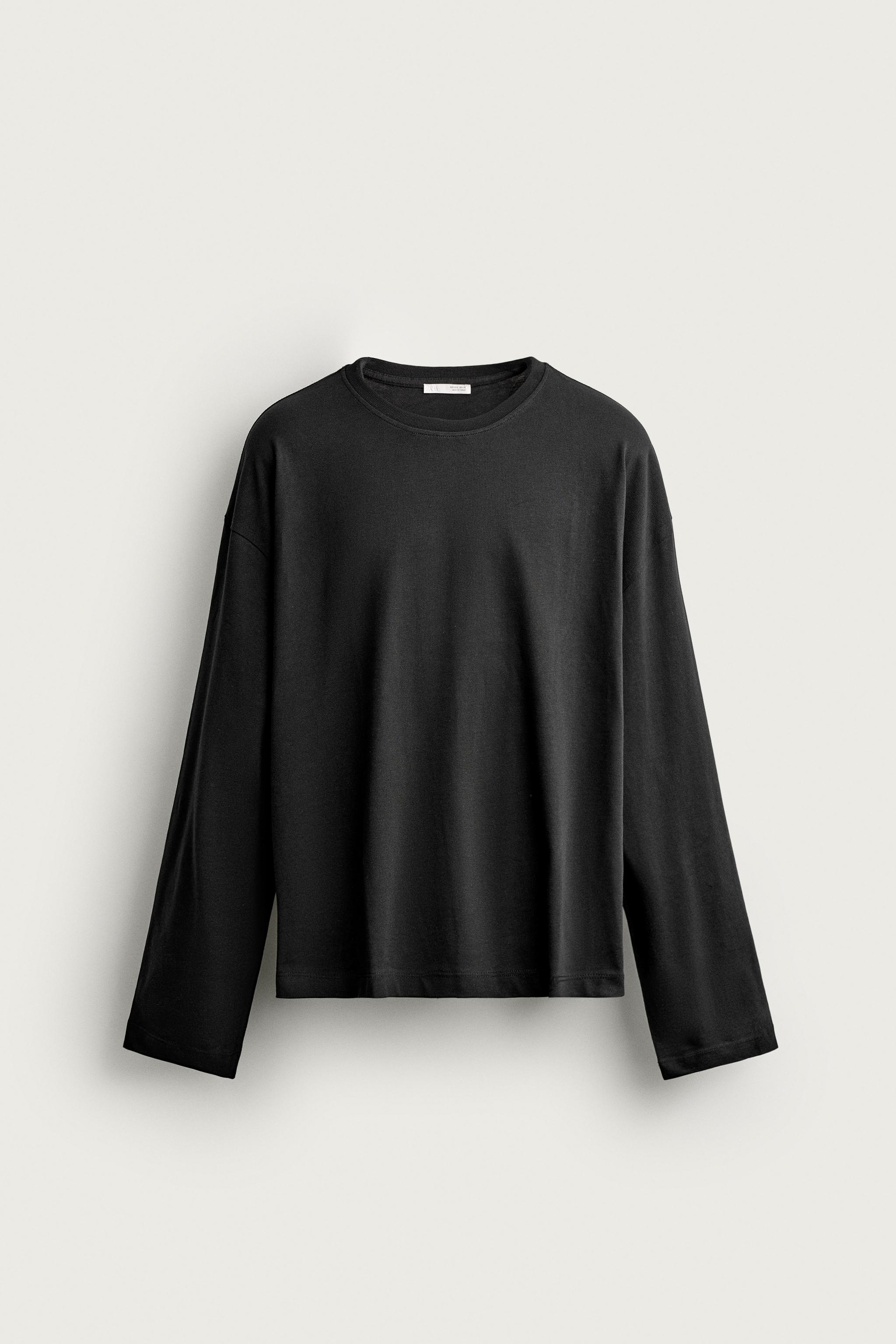 Мужские футболки Zara STRIPED RELAXED FIT LONG SLEEVE T-SHIRT — фото 6