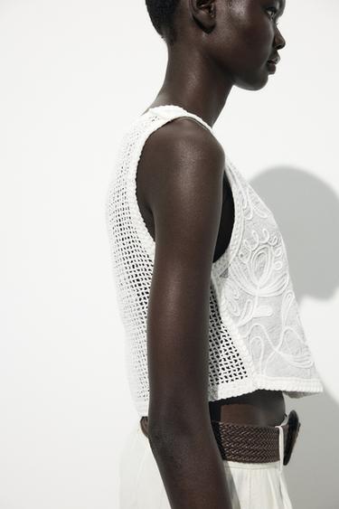 TOP BRODÉ - Blanc de Zara - Image 3