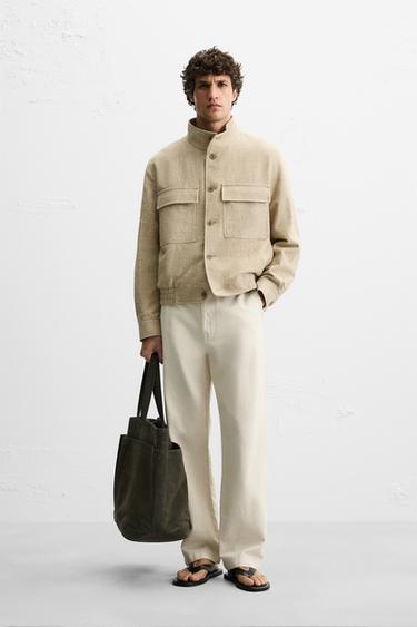 LINEN - COTTON BLEND JACKET - Light beige by Zara - Image 0