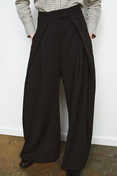 PANTALON WIDE LEG PLIS COLLECTION ZW - Noir de Zara - Image 1