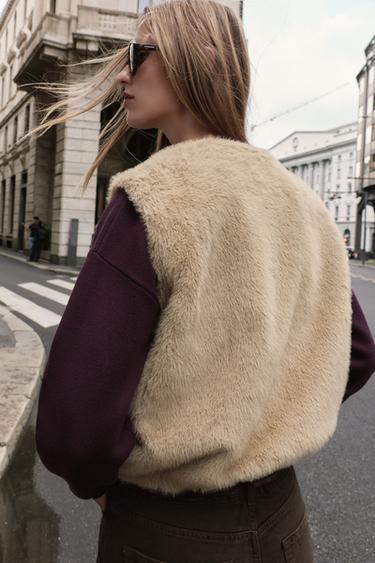 GILET EN FAUSSE FOURRURE À FERMETURE ÉCLAIR - Marron clair de Zara - Image 4