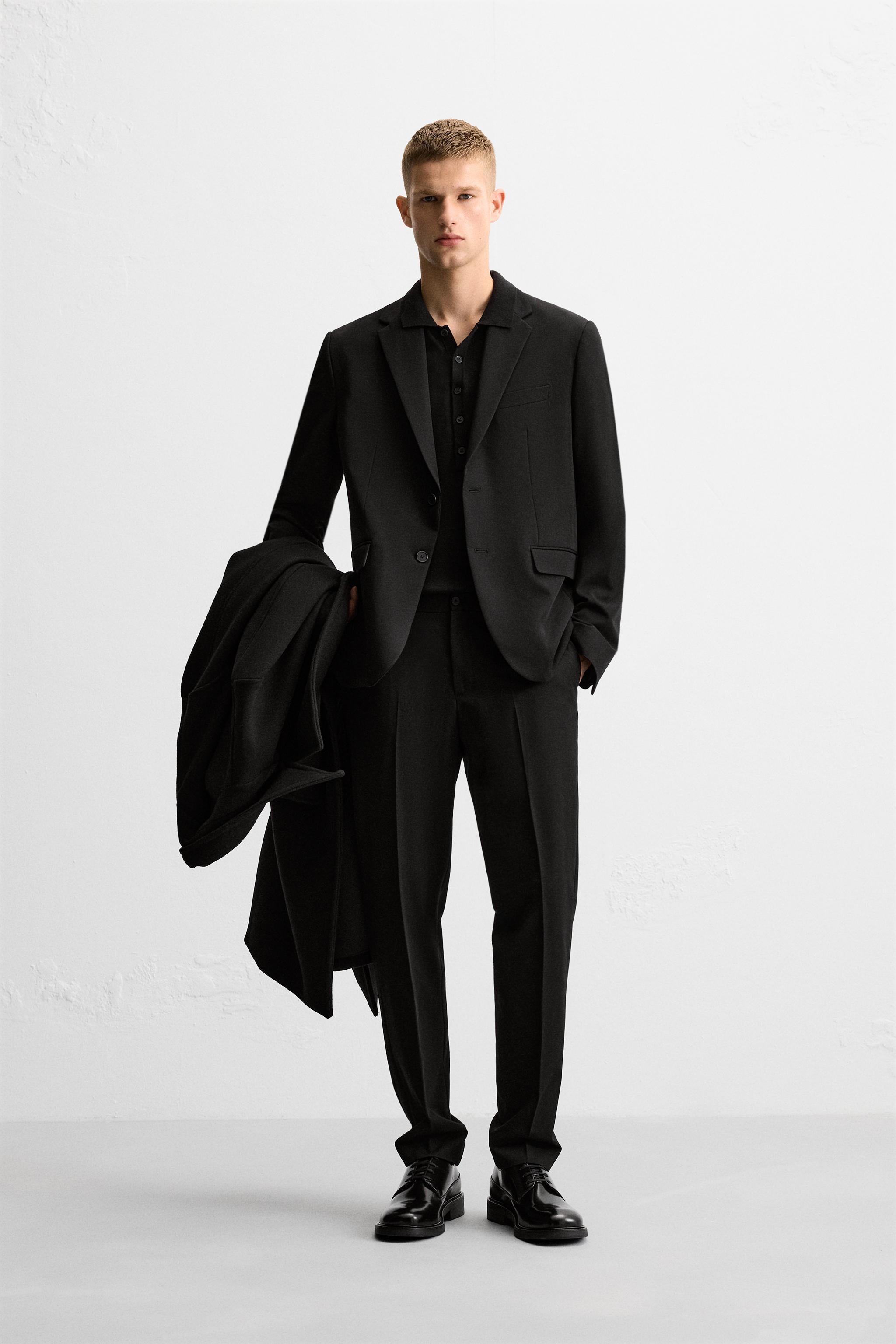 Zara Blazer Traje Confort En Negro 44 Hombre