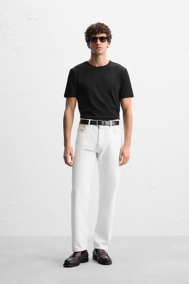 Zara BASIC SLIM FIT T-SHIRT - Black - Image 0