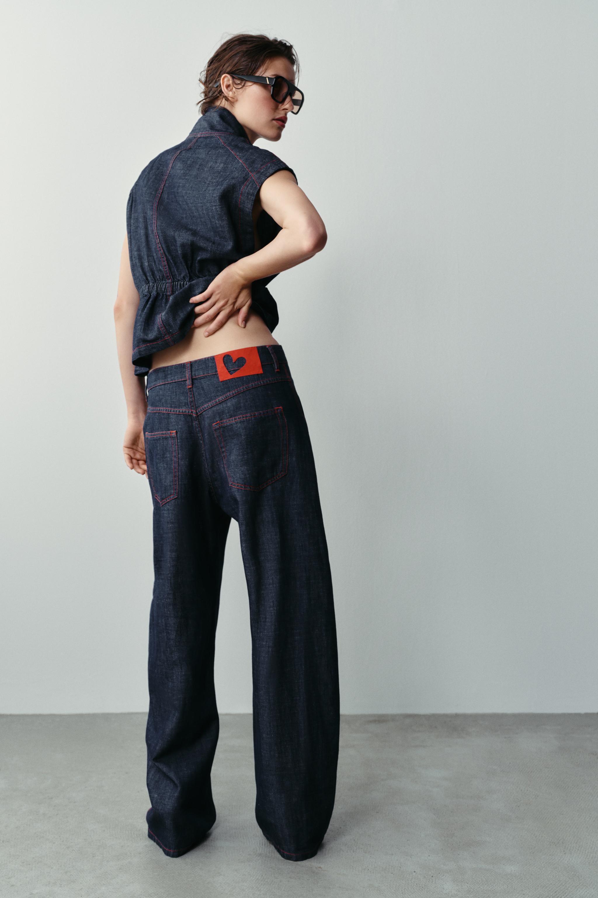 LINEN BARREL PANTS WITH CONTRAST TOPSTITCHING