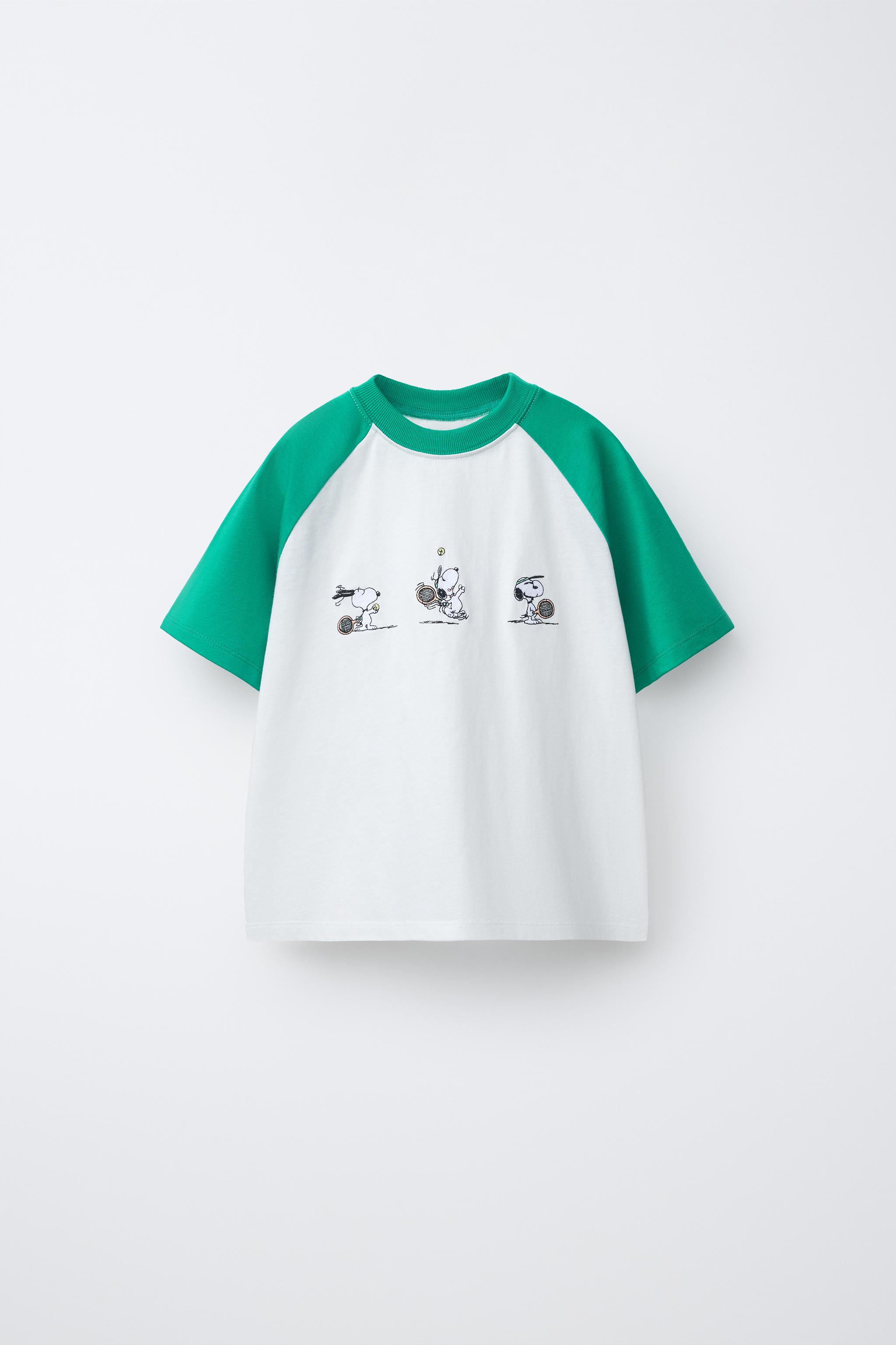 SNOOPY PEANUTS™ EMBROIDERED RAGLAN SLEEVE T-SHIRT — White