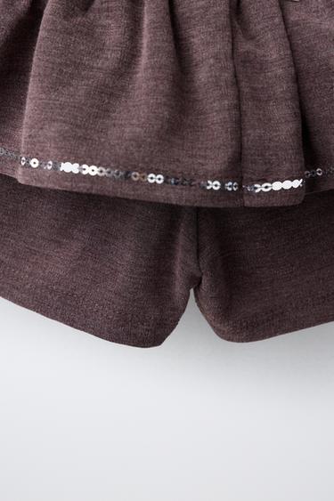 JUPE À VOLANTS ET PAILLETTES - Aubergine de Zara - Image 3