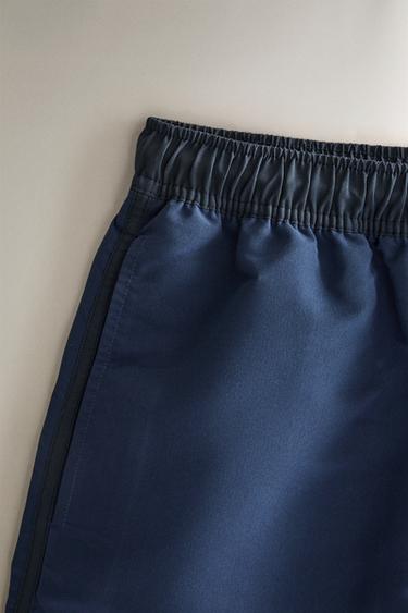 PLAIN CONTRAST BEACH SWIMMING TRUNKS - Blue by Zara - Image 1
